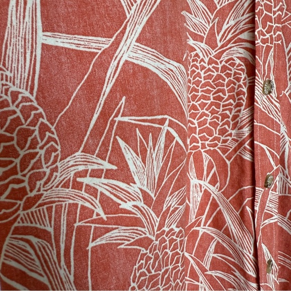 Cooke Street Men's L Coral & Ivory Hawaiian Shirt Short Sleeve Button-Up Casual - Picture 6 of 11